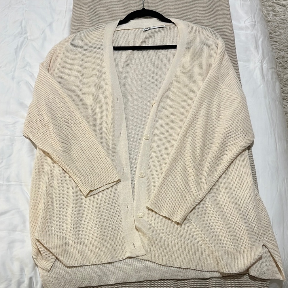 Zara Cream Women's Oversized Cardigan